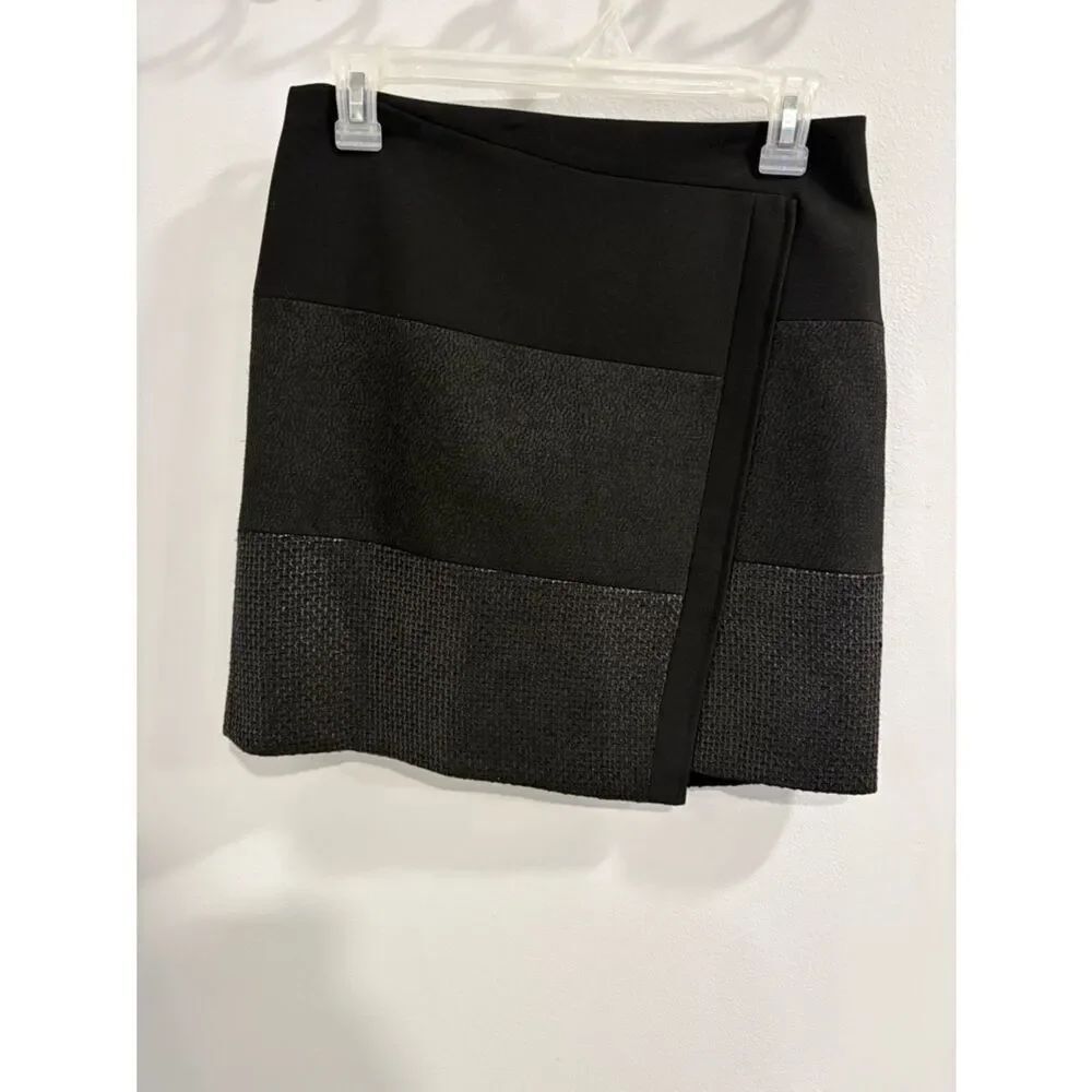 White House Black Market Black Mixed-Texture Mini Skirt